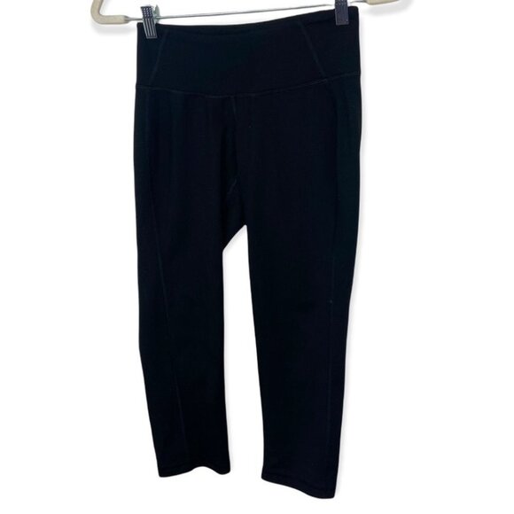 Old Navy Black Power Press Crop Leggings Small Compression Stretch Sweat Wicking - Picture 4 of 15